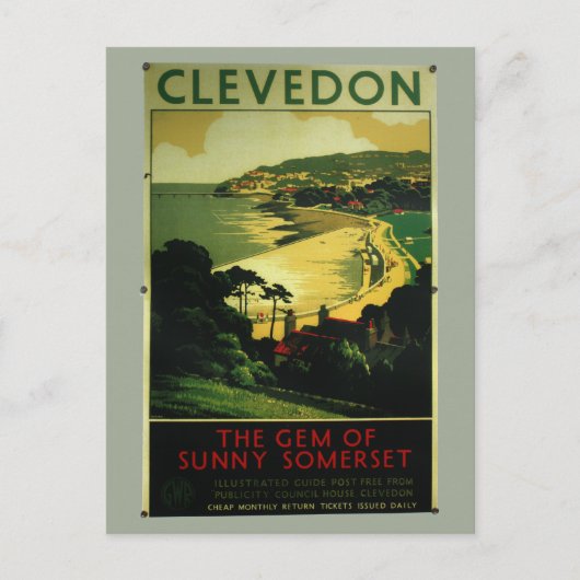 Clevedon  adverteren poster briefkaart (Voorkant)