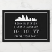 Cleveland B/W | De datum bewaren Mini Mousserende Sparkling Wijnetiket (Enkel label)