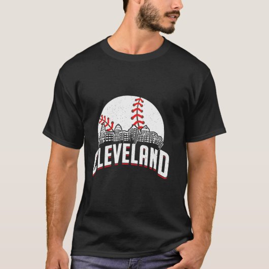 Cleveland Baseball Cityscape Skyline Fan T-shirt (Voorkant)