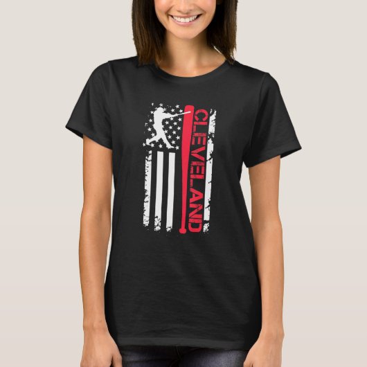 Cleveland Baseball Player Distsed USA S T-shirt (Voorkant)