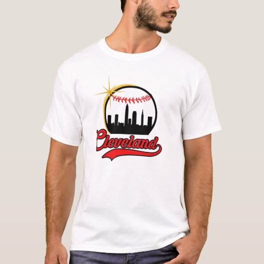 Cleveland Baseball T-Shirt Skyline (Voorkant)