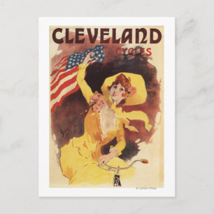 Cleveland Bicycles American Girl in Yellow Briefkaart