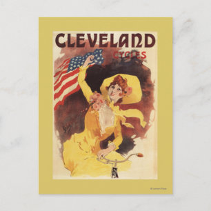 Cleveland Bicycles American Girl in Yellow Briefkaart