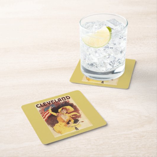 Cleveland Bicycles American Girl in Yellow Kartonnen Onderzetters (Insitu)