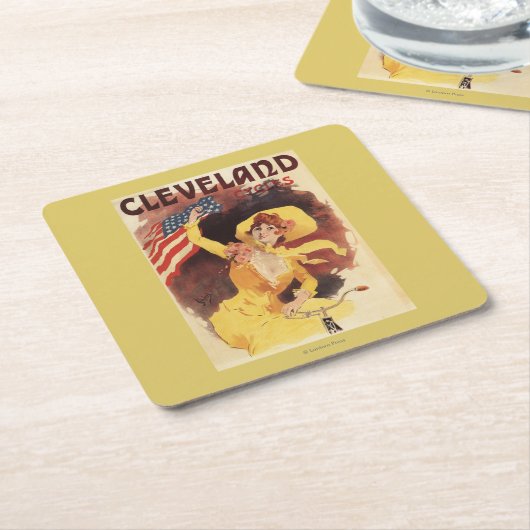 Cleveland Bicycles American Girl in Yellow Kartonnen Onderzetters (Schuin)