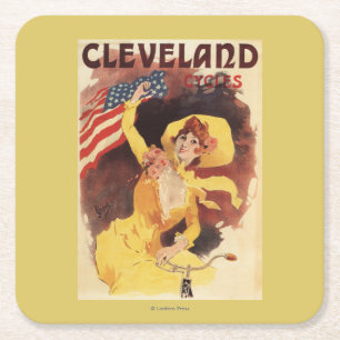 Cleveland Bicycles American Girl in Yellow Kartonnen Onderzetters
