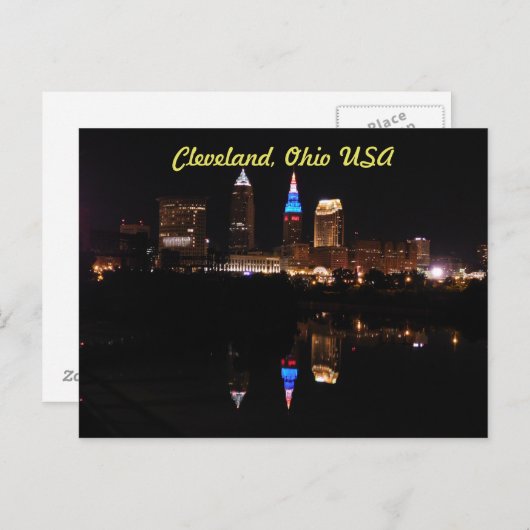 Cleveland, Briefkaart Ohio USA (River Reflection) (Voorkant / Achterkant)