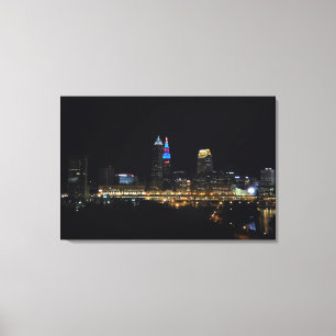 Cleveland Bright Lights Big City Canvas afdrukken
