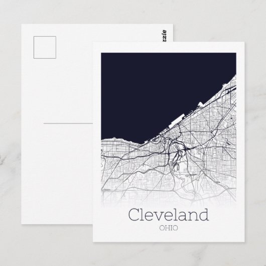Cleveland City Map Briefkaart (Voorkant / Achterkant)