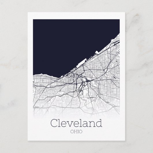 Cleveland City Map Briefkaart (Voorkant)