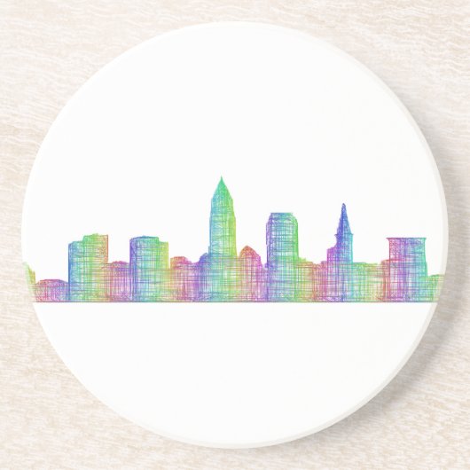 Cleveland city skyline zandsteen onderzetter (Voorkant)