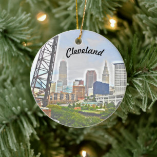 Cleveland Colors River Skyline Keramisch Ornament