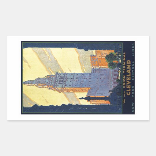 Cleveland - De nieuwe Vintage van Union Terminal Rechthoekige Sticker (Voorkant)