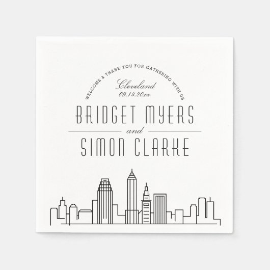 Cleveland Deco Skyline | Weddenschap Napkins Servet (Voorkant)