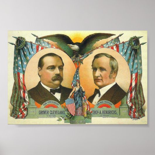 Cleveland en Hendricks presidentiële campagne 1884 Poster (Voorkant)