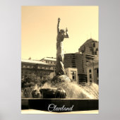 Cleveland Fountain (Sepia) Poster (Voorkant)