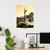 Cleveland Fountain (Sepia) Poster (Thuiskantoor)