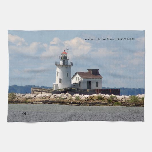 Cleveland Harbour Main Entrance Light Theedoek (Horizontaal)