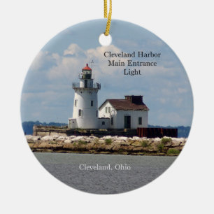 Cleveland Harbour Main Entrance Light-versiering Keramisch Ornament