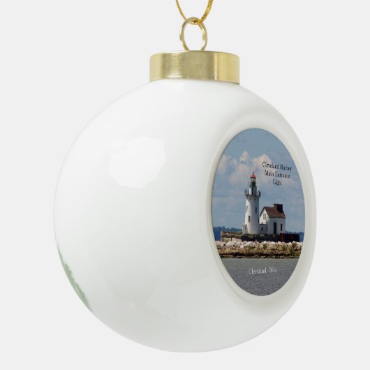 Cleveland Harbour Main Entrance Light-versiering Keramische Bal Ornament (Links)