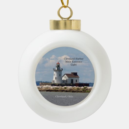 Cleveland Harbour Main Entrance Light-versiering Keramische Bal Ornament (Voorkant)