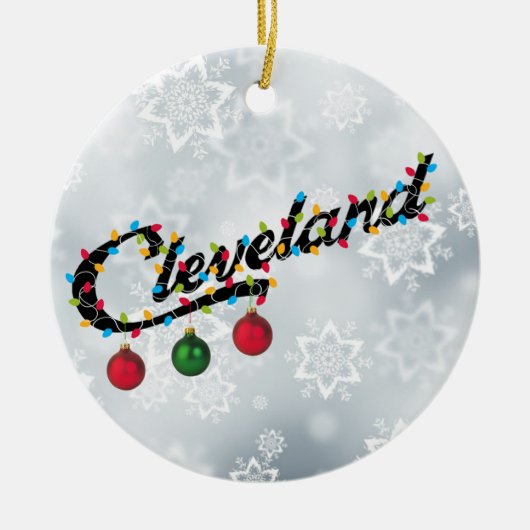 Cleveland in de versiering van de Lichten rondom P Keramisch Ornament (Voorkant)