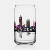 Cleveland in graffiti met monogram blikvorm glas (Voorkant)