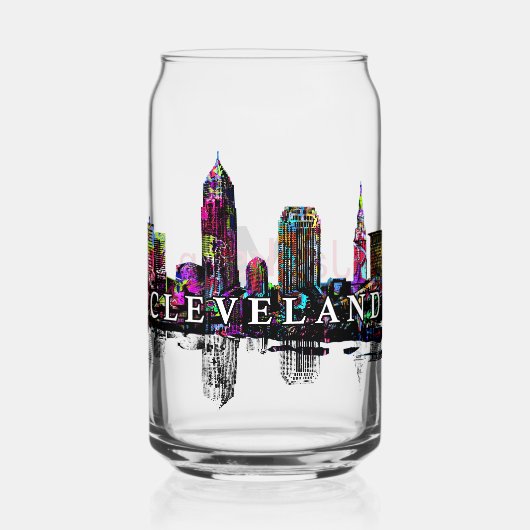 Cleveland in graffiti met monogram blikvorm glas (Voorkant)