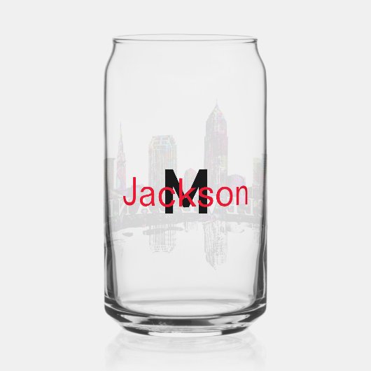 Cleveland in graffiti met monogram blikvorm glas (Achterkant)