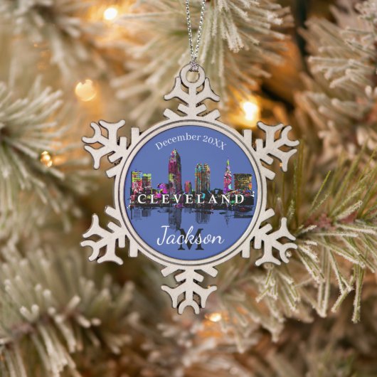 Cleveland in graffiti tin sneeuwvlok ornament (Boom)