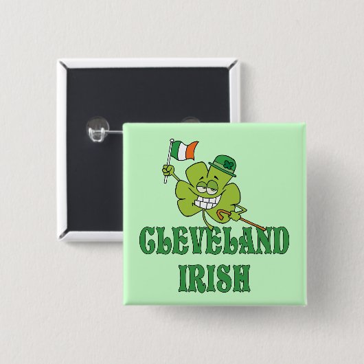 Cleveland Irish Vierkante Button 5,1 Cm (Voorkant /achterkant)