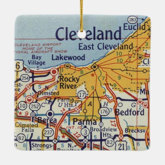 Cleveland Map Keramisch Ornament (Achterkant)