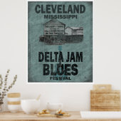 Cleveland Mississippi Delta Jam Blues Guitar Poster (Keuken)