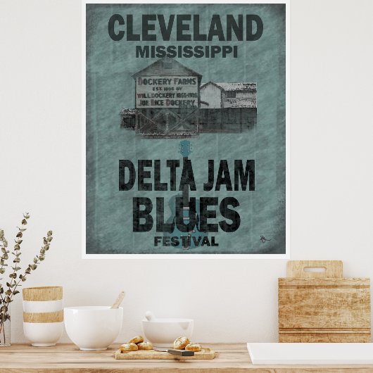 Cleveland Mississippi Delta Jam Blues Guitar Poster (Keuken)