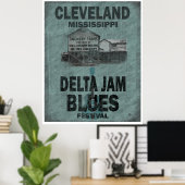 Cleveland Mississippi Delta Jam Blues Guitar Poster (Thuiskantoor)