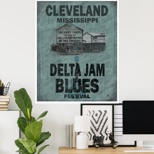 Cleveland Mississippi Delta Jam Blues Guitar Poster (Thuiskantoor)