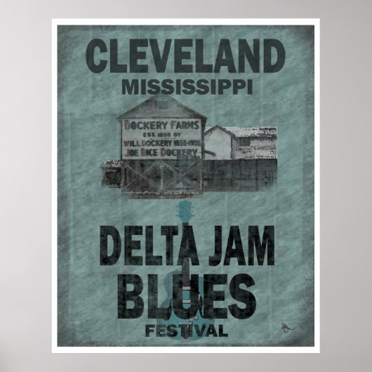 Cleveland Mississippi Delta Jam Blues Guitar Poster (Voorkant)