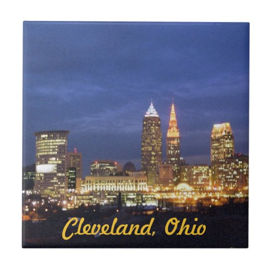 Cleveland Night Lights Tile Tegeltje (Voorkant)