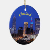 Cleveland Night Skyline Keramisch Ornament (Rechts)