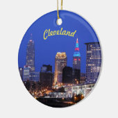 Cleveland Night Skyline Keramisch Ornament (Links)