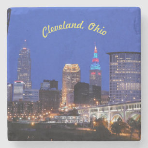 Cleveland Night Skyline Stenen Onderzetter
