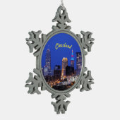 Cleveland Night Skyline Tin Sneeuwvlok Ornament (Links)