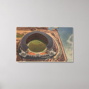 Cleveland, OH — Aerial of Municipal Baseball Canvas Afdruk