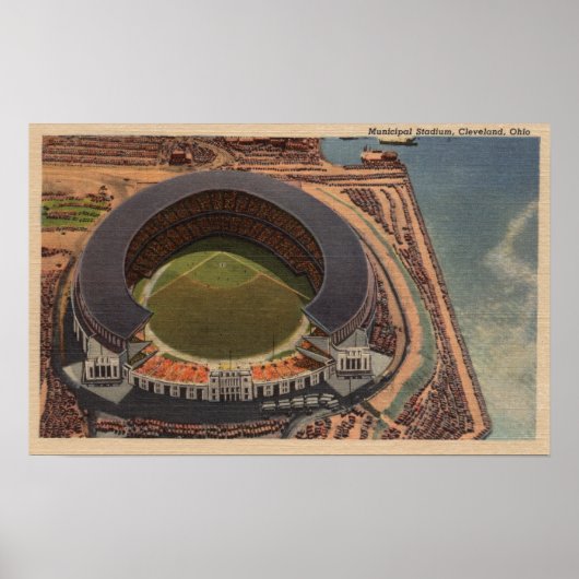 Cleveland, OH — Aerial of Municipal Baseball Poster (Voorkant)