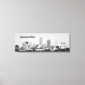 Cleveland OH B&W Lake Skyline Canvas Print (Voorkant)