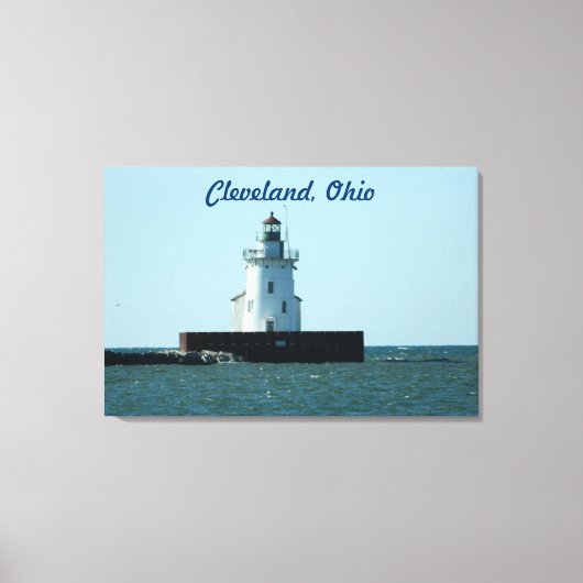 Cleveland, OH Lighthouse Wrapped Canvas Print (Voorkant)