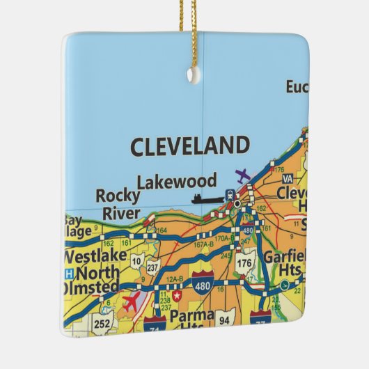 Cleveland OH  Map Keramisch Ornament (Rechts)