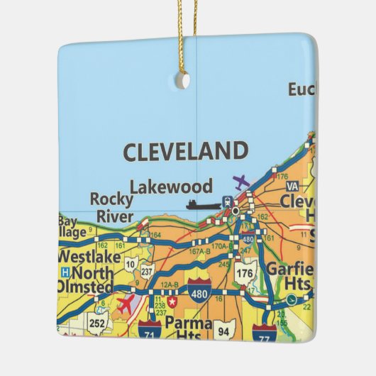 Cleveland OH Map Keramisch Ornament (Links)