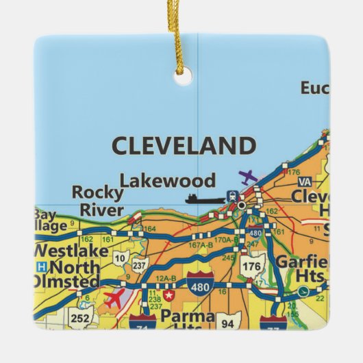 Cleveland OH  Map Keramisch Ornament (Voorkant)