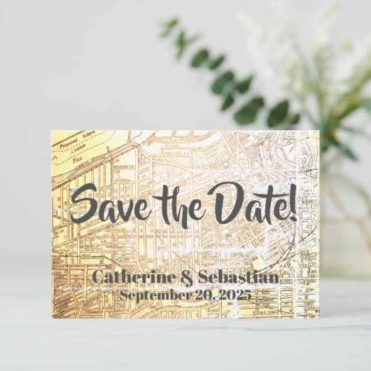 Cleveland, OH  Map Save The Date (Staand voorkant)